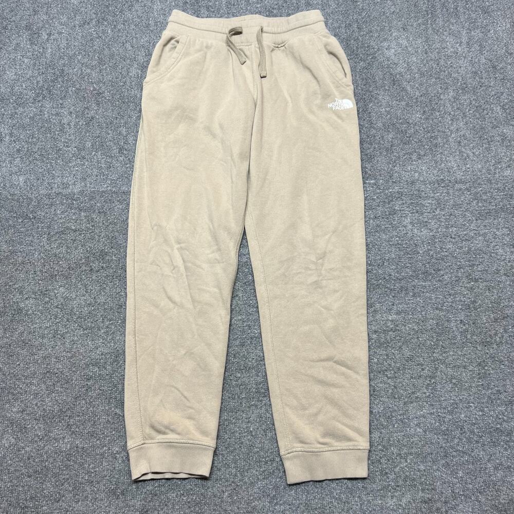 The North Face Men's Medium Beige Fleece Jogger Sweatpants Drawstring Logo